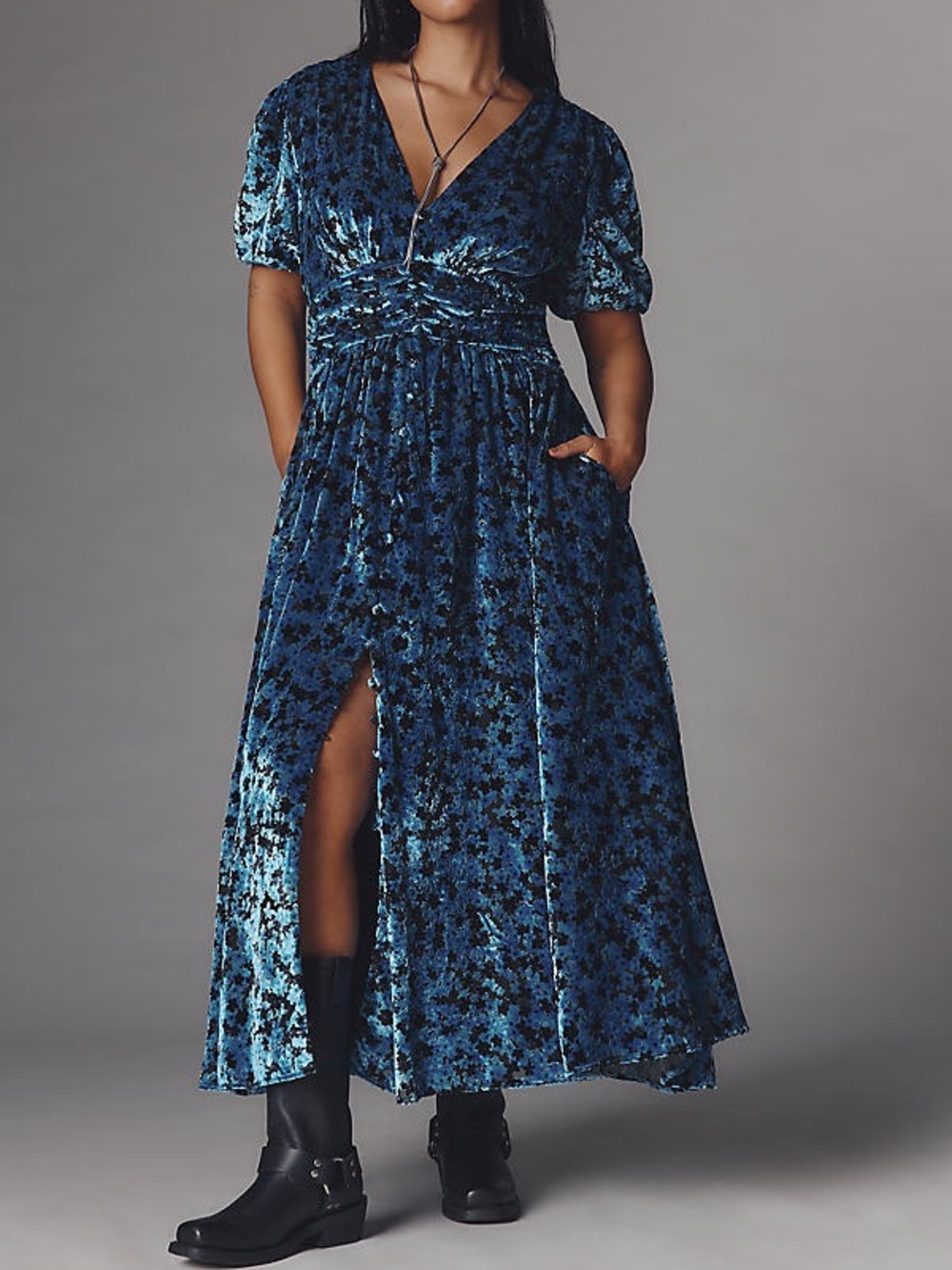 Anthropologie Plus Size Katerina Button Front Velvet Dress